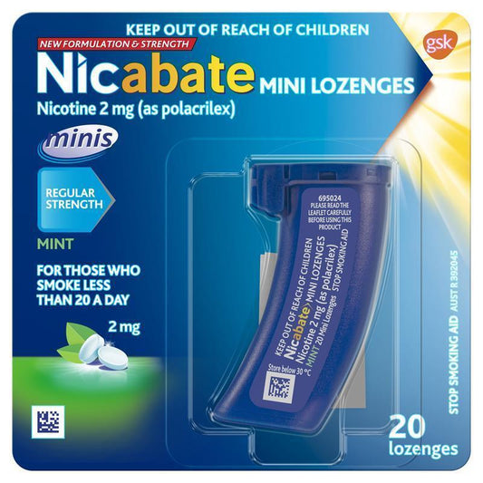 Nicabate Mini Lozenges 2mg - 20 Pack for Smoking Cessation