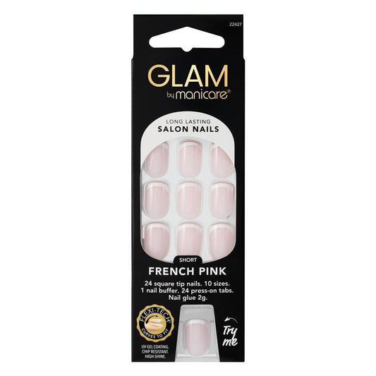 Glam By Manicare French Pink Short Square Press On Nails Kit - 24pc