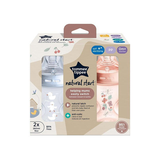 Tommee Tippee Natural Start 260ml PP Decorated Bottles - 2 Pack