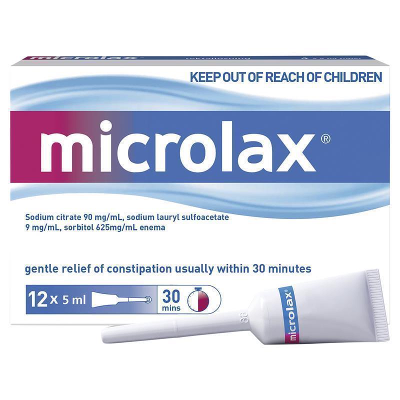 Microlax Enemas 5mL - 12 Pack for Gentle Constipation Relief