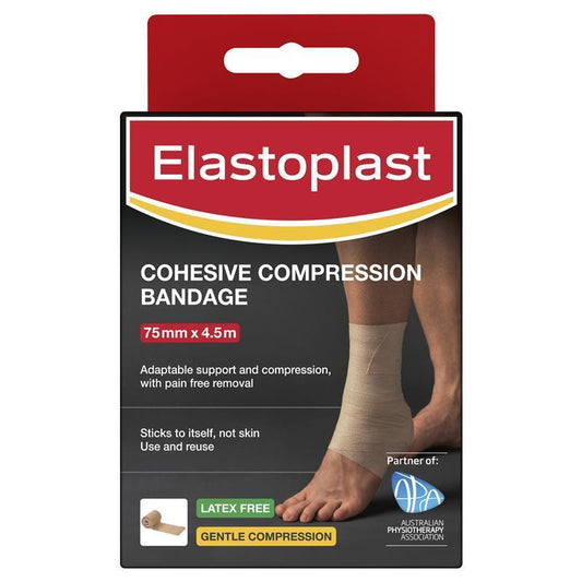 Elastoplast Cohesive Compression Bandage Tan 7.5cm x 4.5m - Flexible Support for Injuries