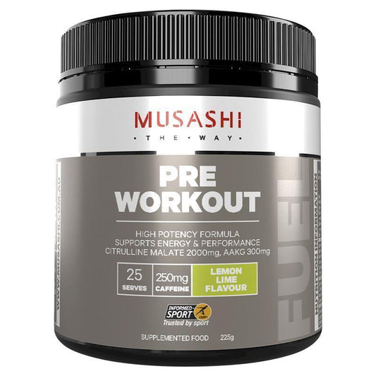 Musashi Pre Workout Lemon Lime - 225g High Potency Energy Booster-Auzzi Store