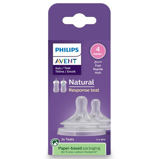 Avent Natural Response Teats 3 Month+ Flow 4 - 2 Pack - Auzzistore