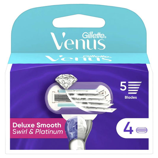 Gillette Venus Deluxe Smooth Swirl Razor Blade Refills - 5 Blades, - Auzzistore