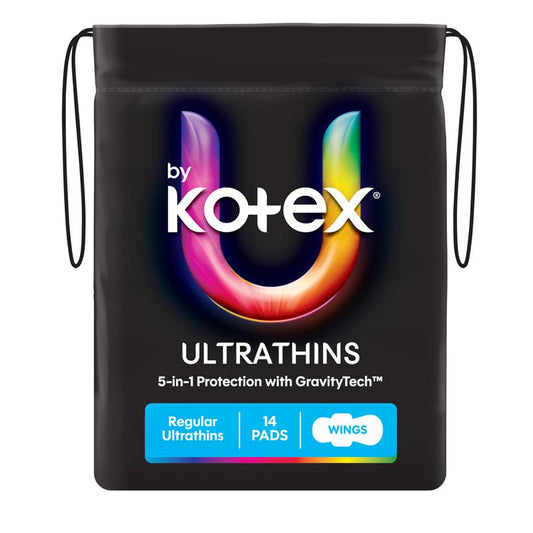 Kotex U Ultra Thin Wings Regular Pads, 14 Count – Leak Protection & Comfort - Auzzistore