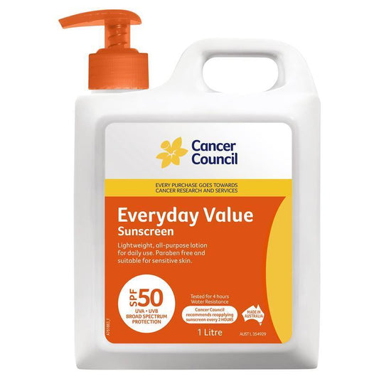 Cancer Council SPF 50+ Everyday Value Sunscreen - 1 Litre