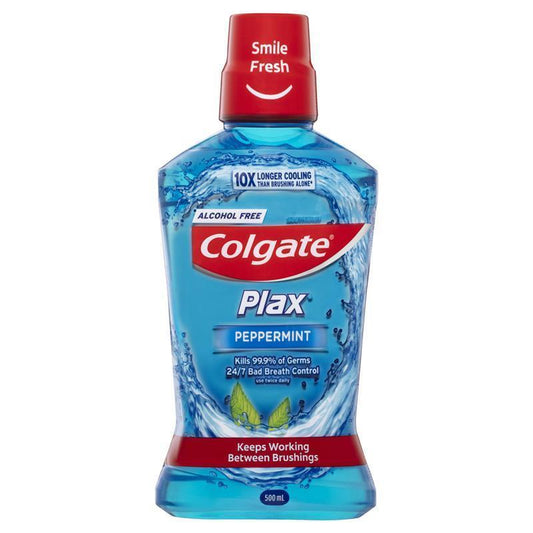 Colgate Plax Alcohol-Free Antibacterial Mouthwash Peppermint 500mL - Auzzi Store