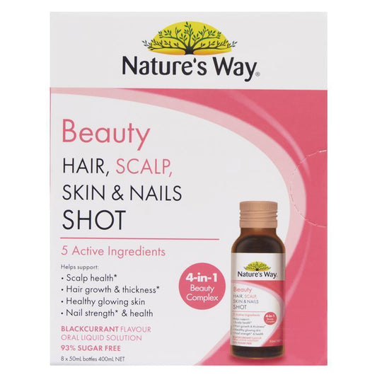 Nature's Way Beauty Hair Scalp Skin & Nails Shots 8x50ml - Nourishment for Your Beauty - Auzzistore
