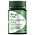 Nature's Own Korean Ginseng 500mg 60 Tablets - Enhance Stamina & Stress Response