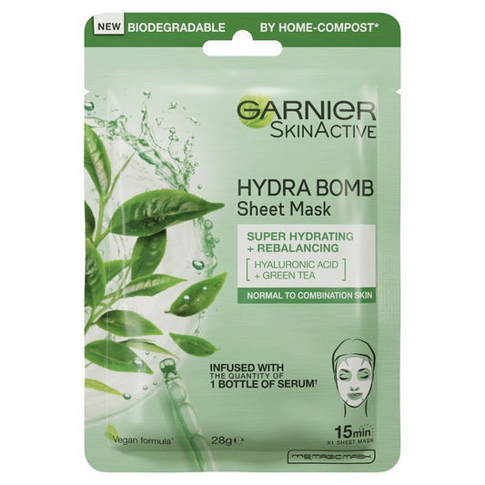 Garnier Hydra Bomb Hyaluronic Acid + Green Tea Sheet Mask 28g - Balance and Hydrate - Auzzi Store