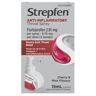 Strepfen Anti-Inflammatory Throat Spray Cherry & Mint Flavour 15ml - Fast Relief