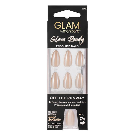 Glam By Manicare Glam Ready Pre-Glued Nails - Off The Runway - 30 Pieces