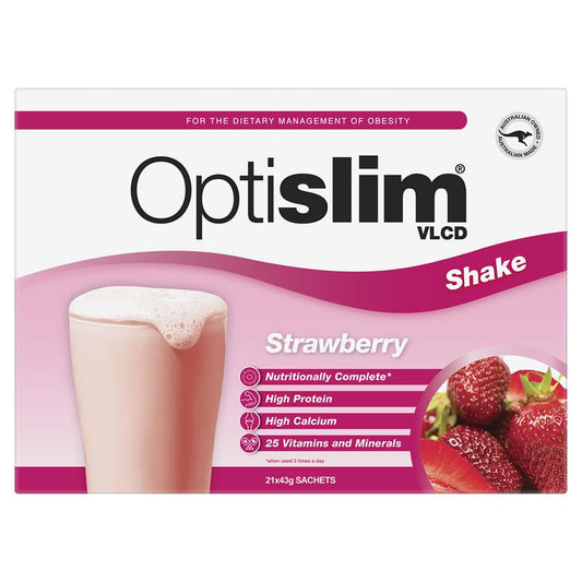 Optislim VLCD Meal Replacement Shake Strawberry - 21 Sachets of Nutritional Balance-Auzzi Store