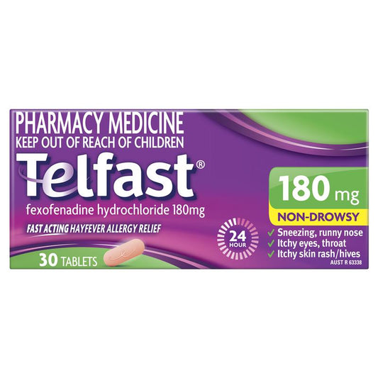 Telfast 180mg Hayfever Allergy Relief - Non-Drowsy Antihistamine Tablets (30 Pack)-Auzzi Store