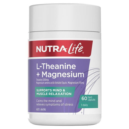 Nutra-Life L-Theanine + Magnesium 60 Capsules - Natural Mind & Muscle Relaxation
