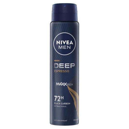 NIVEA MEN Deep Espresso Aerosol Deodorant - 72H Protection (250ml) - Auzzi Store