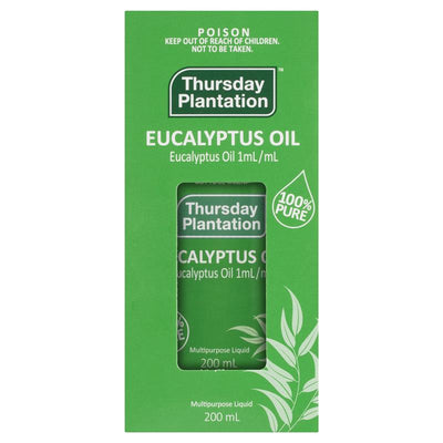 Thursday Plantation 100% Pure Eucalyptus Oil 200ml - Natural Relief for Coughs, Colds & Flu