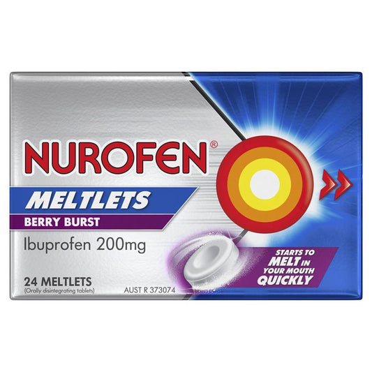 Nurofen Meltlets Pain Relief - Berry Burst 200mg, 24 Pack