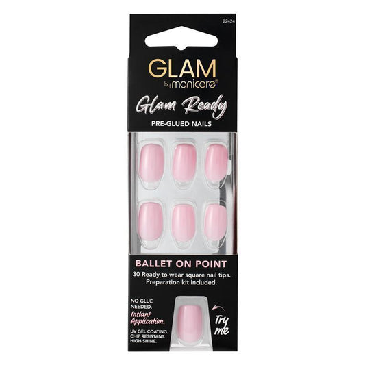 Glam By Manicare Glam Ready Pre-Glued Nails - Ballet On Point - 30 Pieces