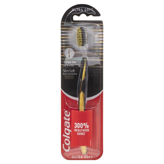 Colgate Slim Soft Advanced Charcoal Toothbrush - Ultra Soft for Healthier Gums - Auzzi Store
