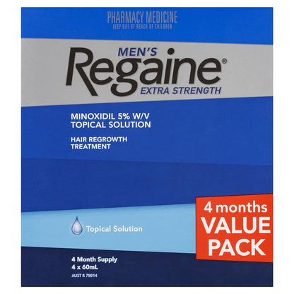 Regaine Men's Extra Strength Minoxidil Hair Regrowth Treatment 4 x 60mL-Auzzi Store