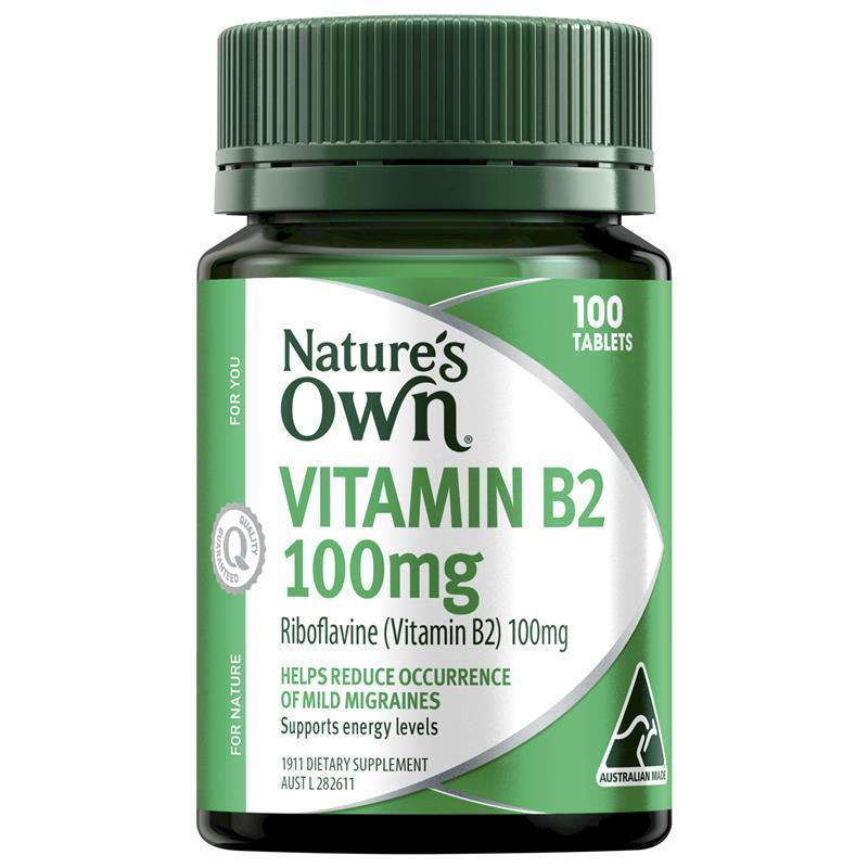 Nature's Own Vitamin B2 100mg Tablets, 100 Count – Migraine Relief
