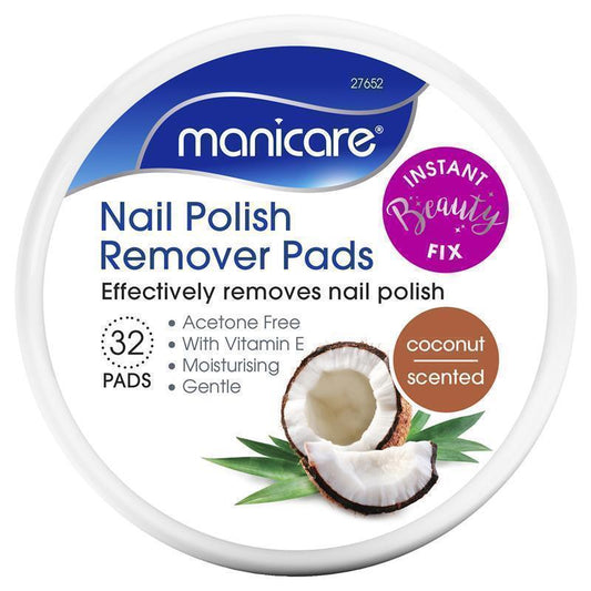 Manicare Nail Polish Remover Pads Coconut - Quick & Gentle Polish Removal-Auzzi Store