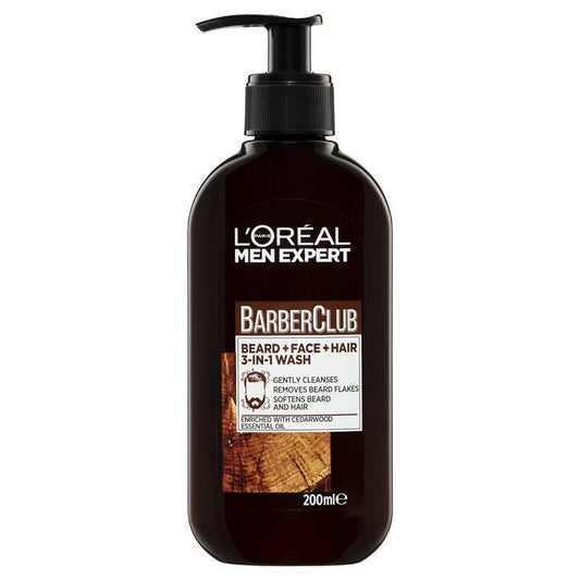 L'Oreal Men Expert Barber Club 3 in 1 Wash 200ml - Ultimate Beard, Face & Hair Cleanser - Auzzi Store