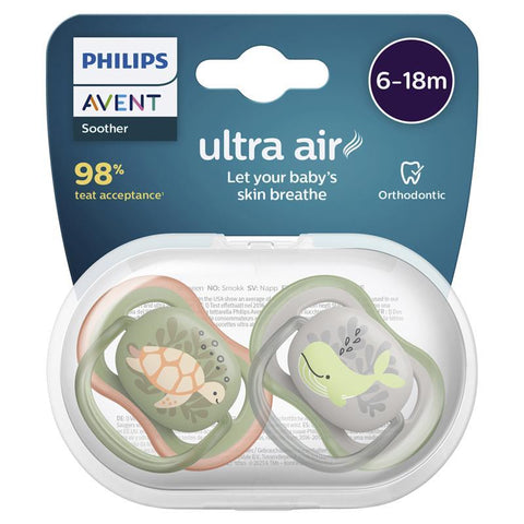 Avent Ultra Air Soother 6-18 Months - Deco Mixed 2 Pack - Auzzistore