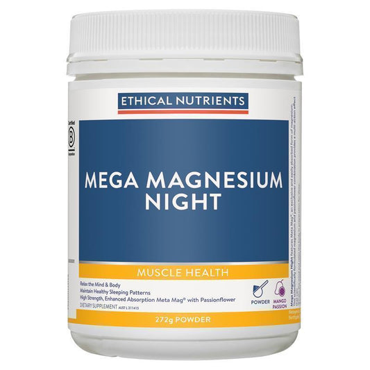 Ethical Nutrients Mega Magnesium Night 272g – Glycinate & Passionflower Sleep Aid