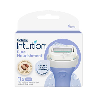 Schick Intuition Pure Nourishment 3-Pack Razor Blades, 4-Blade System