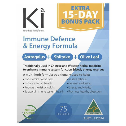 Ki Immune Defence & Energy Formula with Astragalus & Shiitake - 60 Tablets