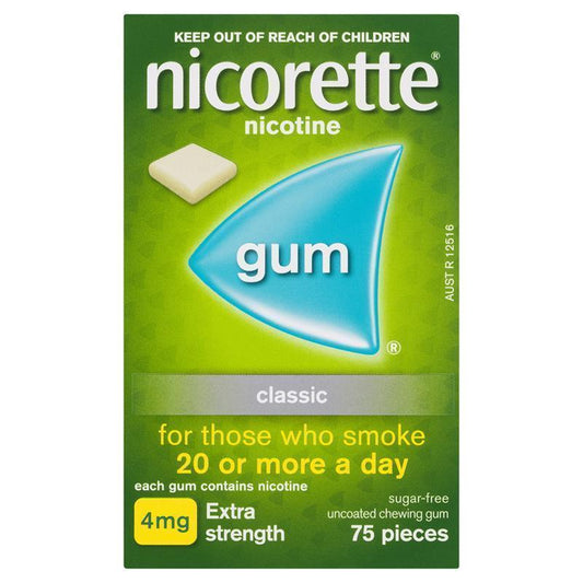Nicorette Gum 4mg Classic - 75 Sugar-Free Pieces