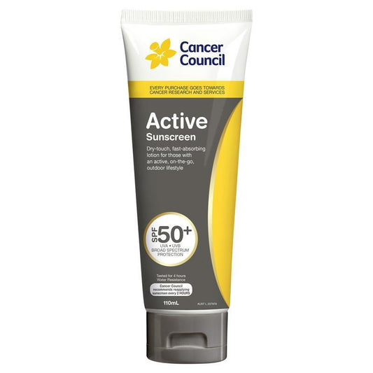 Cancer Council SPF 50+ Active Sunscreen Lotion - 110ml Tube-Auzzi Store