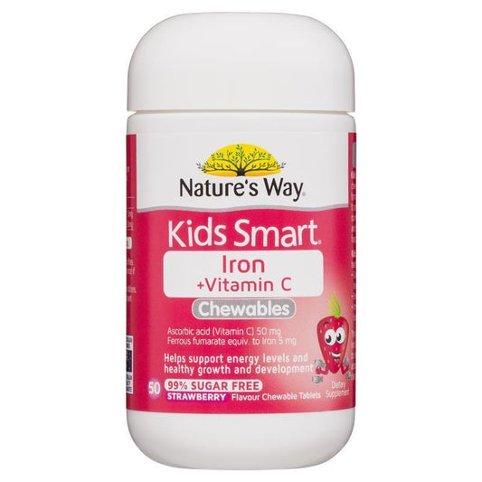 Nature's Way Kids Smart Iron Chewable 50 Tablets - Energy & Growth Support - Auzzi Store