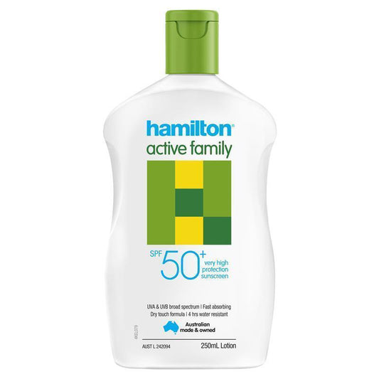 Hamilton Sun SPF 50+ Active Family Lotion 250ml - Auzzi Store