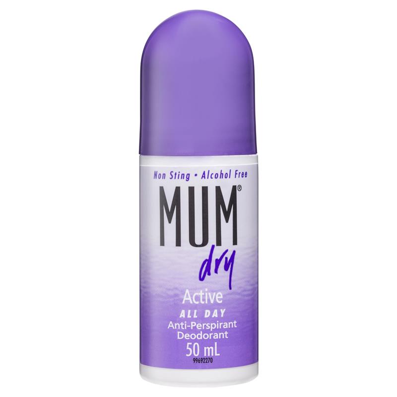 Mum Dry Active Deodorant Roll-On 50ml – Alcohol-Free All-Day Protection