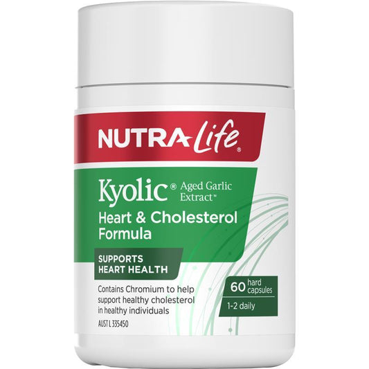 Nutra-Life Kyolic Aged Garlic Extract Heart & Cholesterol Formula 60 Capsules - Heart Health Support