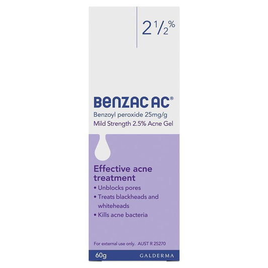 Benzac AC Gel 2.5% - 60g (Mild Strength Acne Treatment)