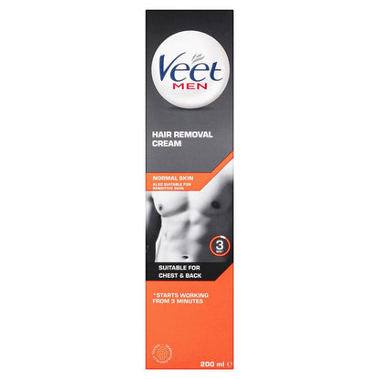 Veet For Men Hair Removal Cream for Normal Skin 200ml - Effortless Hair Removal