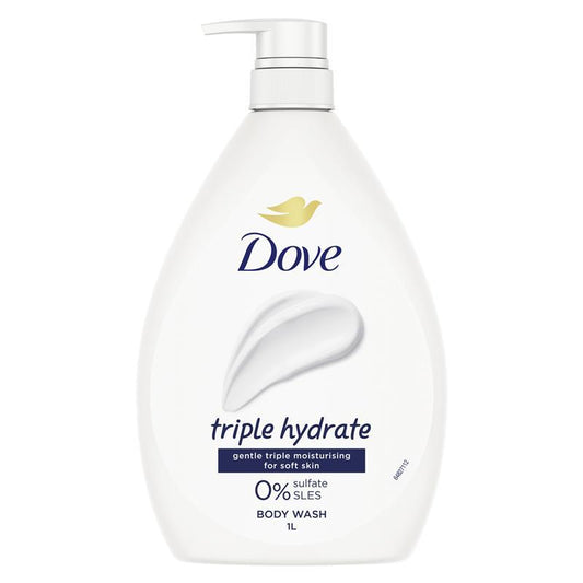 Dove Triple Hydrate Moisturizing Body Wash, 1L, Sulfate-Free