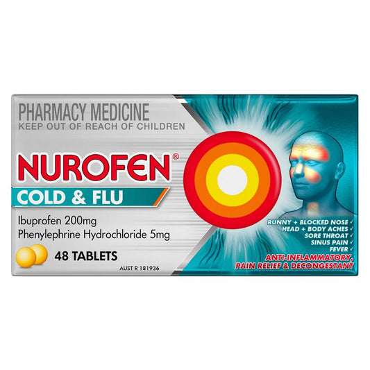 Nurofen Cold and Flu PE 48 Tablets - Multi-Symptom Relief