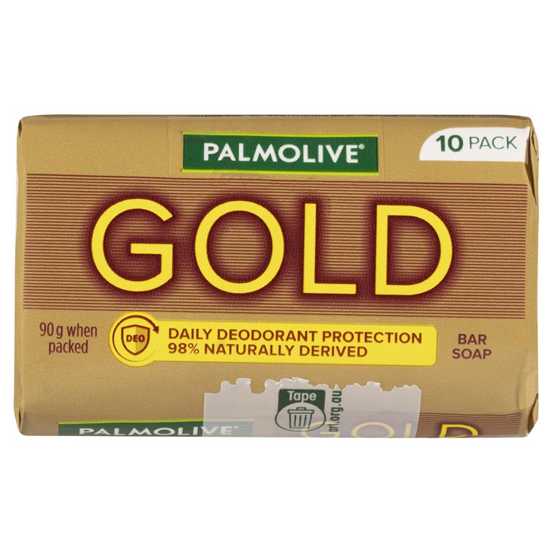 Palmolive Gold Bar Soap with Green Tea, Daily Deodorant Protection – 10 Pack 90g