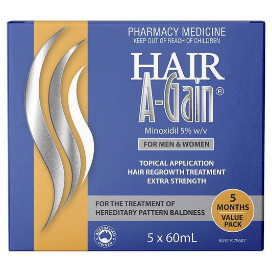 Hair A-Gain Extra Strength Hair Regrowth Treatment – 5 Month Value Pack (5 x 60ml)-Auzzi Store