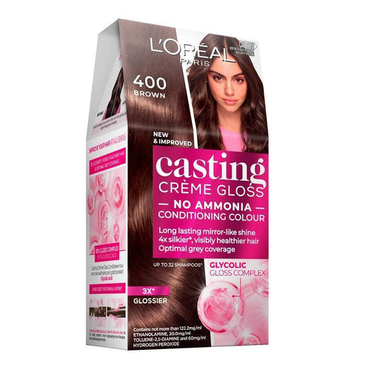 L'Oreal Paris Casting Crème Gloss Semi-Permanent Hair Colour - 400 Dark Brown (Ammonia Free)-Auzzi Store