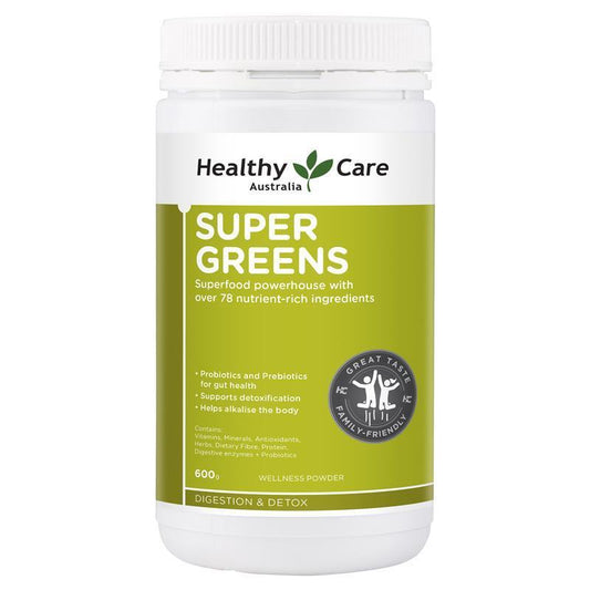 Healthy Care Super Greens 600g – 78 Nutrients, Probiotics & Detox Support