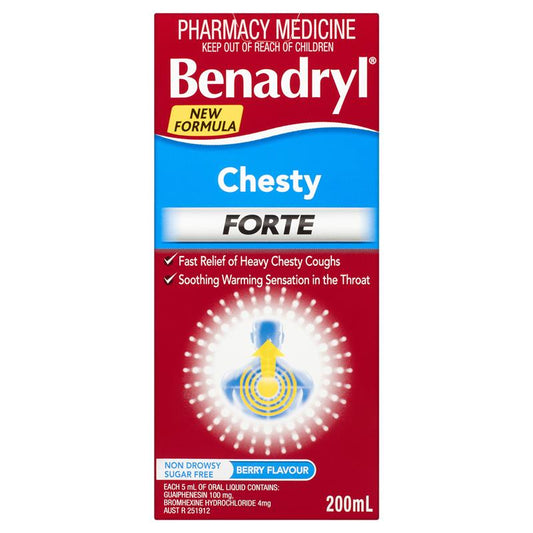 Benadryl Chesty Forte Cough Liquid - Berry Flavour 200mL-Auzzi Store