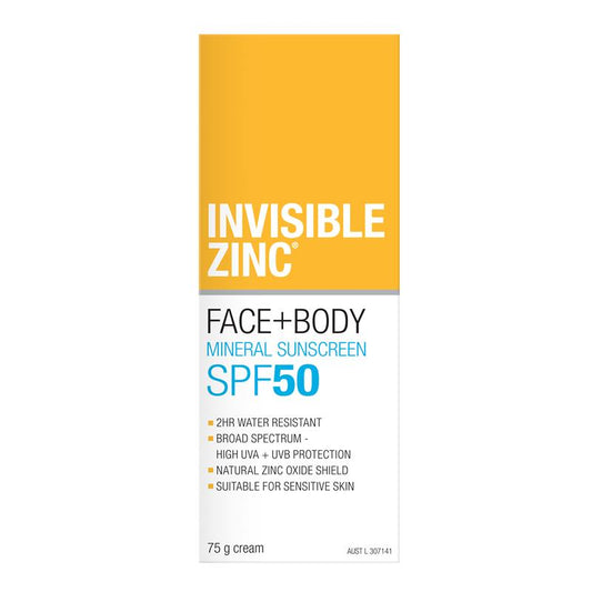 Invisible Zinc SPF 50 Face and Body - 75g Mineral Sunscreen-Auzzi Store