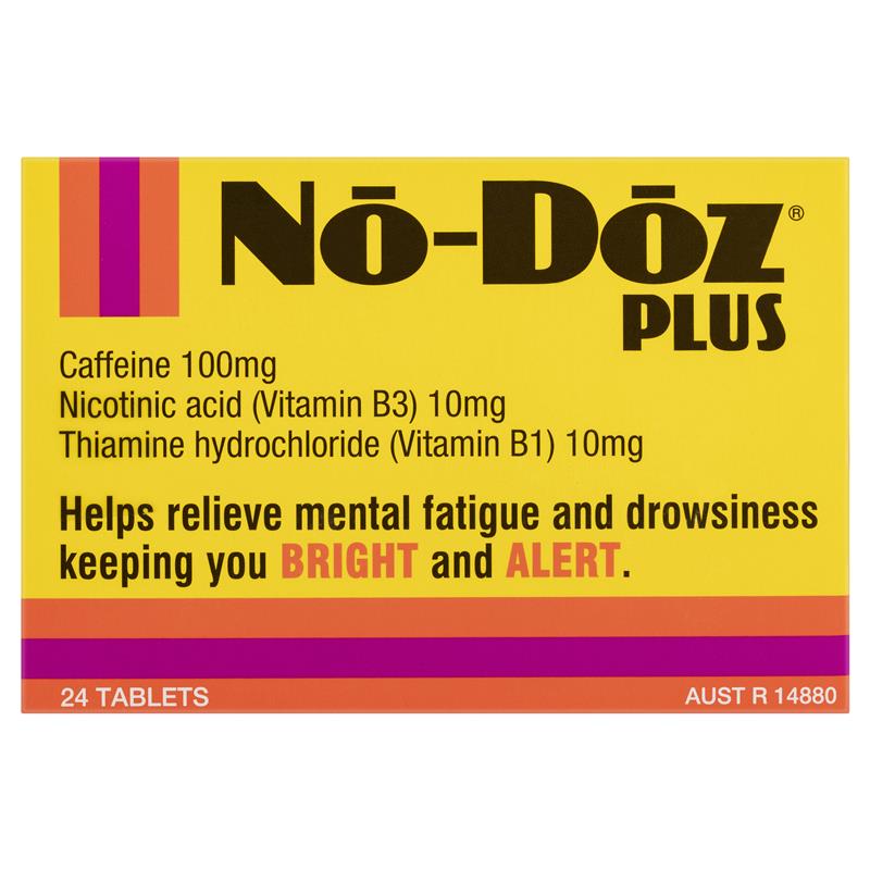 NoDoz Plus Caffeine Tablets 24 Count with Vitamins B1 & B3 for Alertness