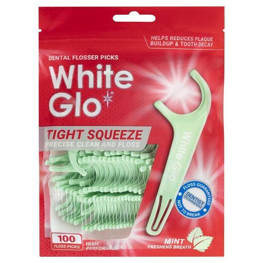 White Glo Tight Fit Mint Flossers 100 Pack - Superior Dental Care